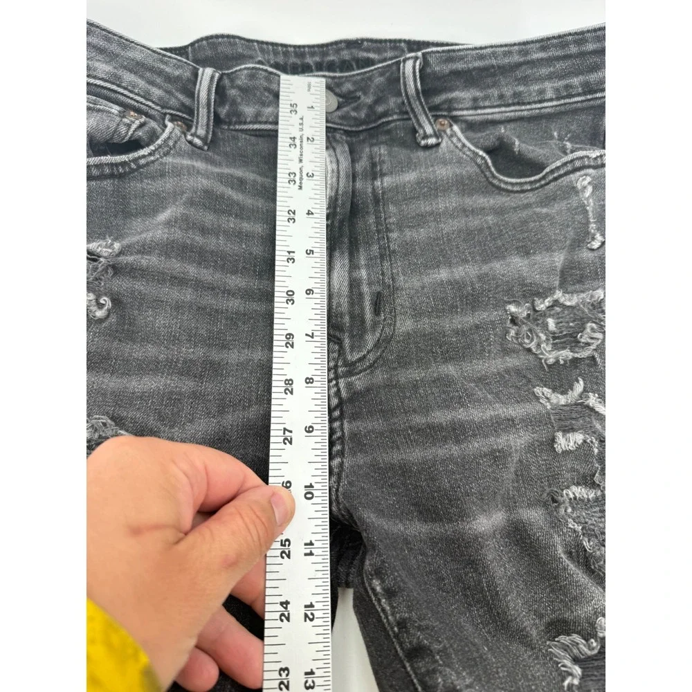American Eagle Mens Ne(x)t Level Airflex Distressed Denim Shorts Black 30